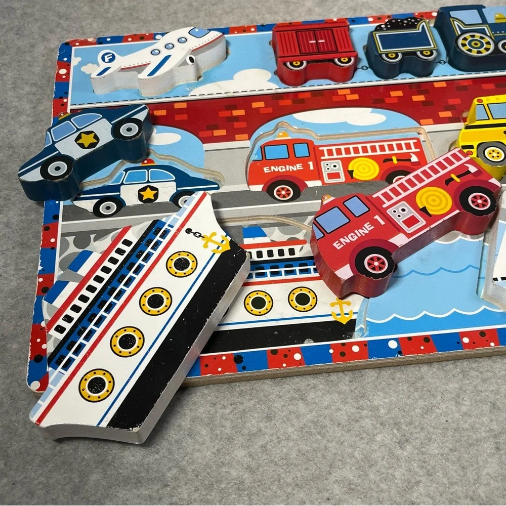 Melissa & Doug Wood Puzzles Transportation Construction Toddler Educational READ